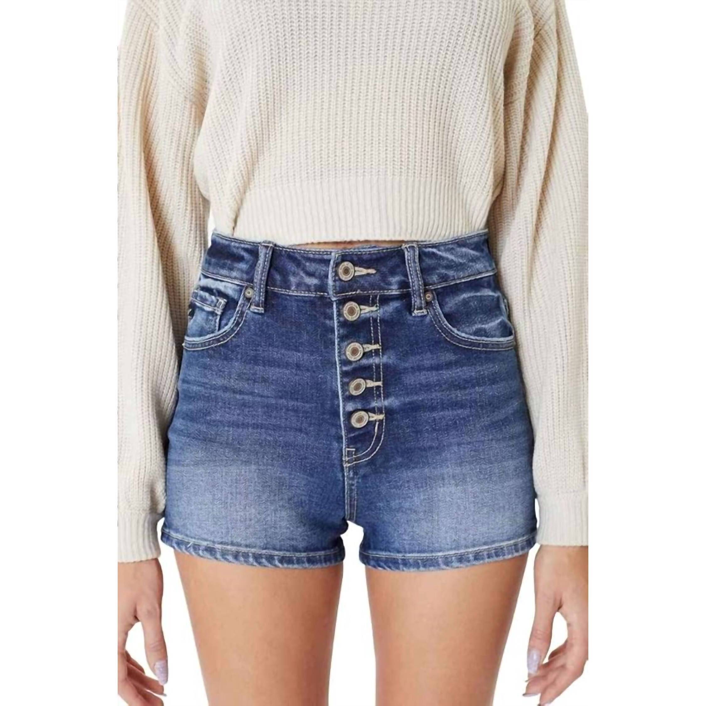 New Kancan Melanie High Rise Shorts In Blue